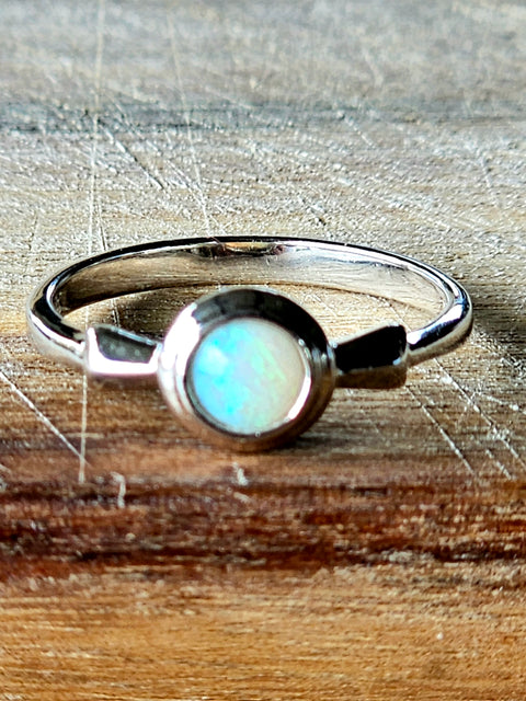 Coober Pedy White Round Opal Silver (925) Ring (CP24) Global Opals