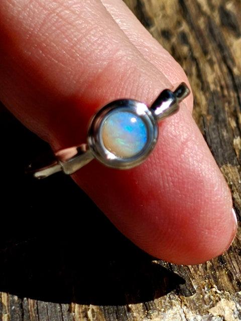 Coober Pedy White Round Opal Silver (925) Ring (CP24) Global Opals