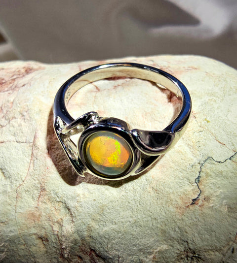 Coober Pedy Blue, Green, Orange Sterling 925 Silver opal Ring (CP28) Global Opals