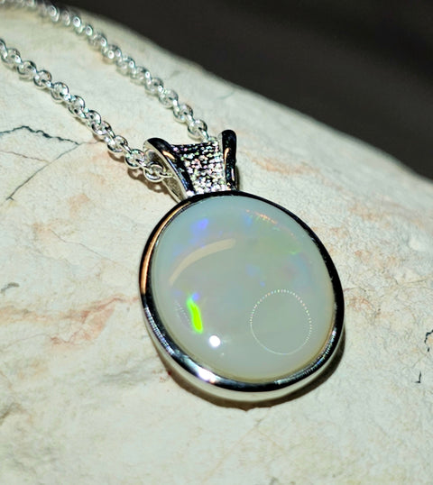 Coober Pedy White Opal Pendant (CPP31) Global Opals