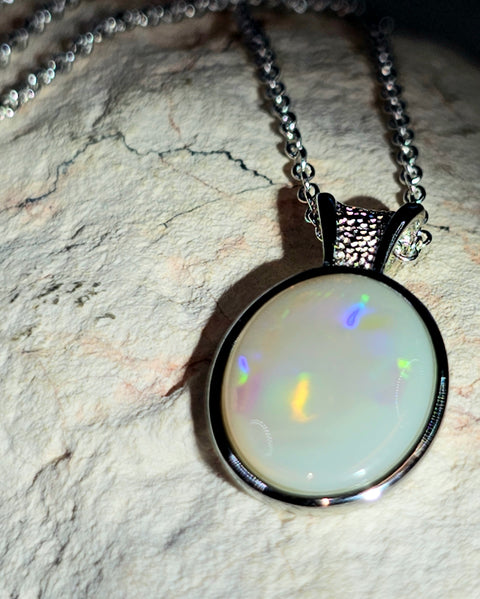 Coober Pedy White Opal Pendant (CPP31) Global Opals