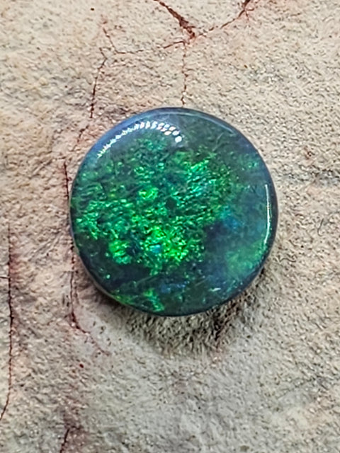 Amazing Vivid Blue/Green Solid Round Black Opal 2.18ct Lightning Ridge (1797) Global Opals