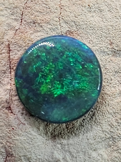 Amazing Vivid Blue/Green Solid Round Black Opal 2.18ct Lightning Ridge (1797) Global Opals