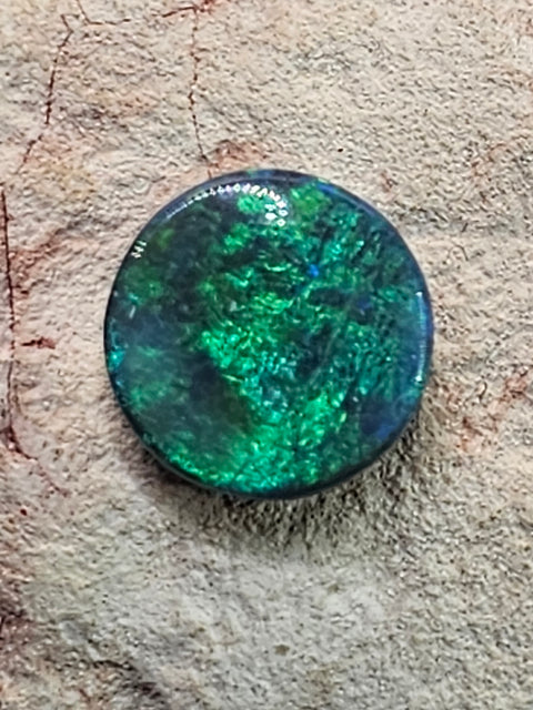 Amazing Vivid Blue/Green Solid Round Black Opal 2.18ct Lightning Ridge (1797) Global Opals