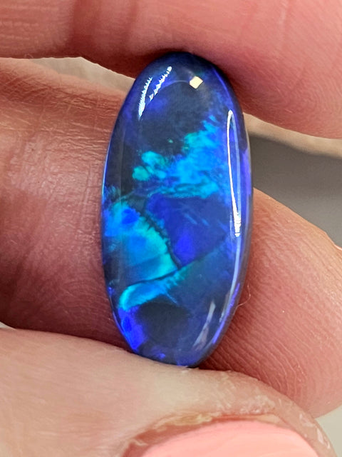 Beautiful Solid Black 4.58ct Unique Broad Flash Opal Lightning Ridge Gemstone! 1762 Global Opals