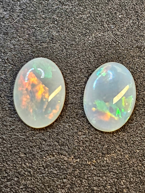 Colorful Solid Pair .71ct Lightning Ridge Opal 7 X 5mm CO45 Global Opals