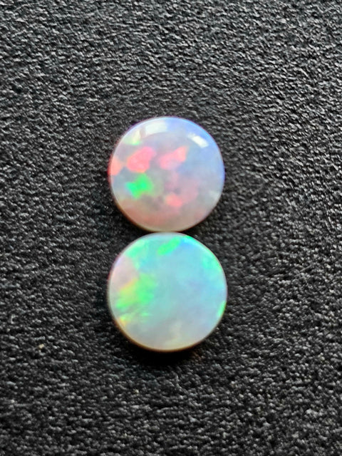 Solid Pair .64ct Round Lightning Ridge Opal CR49 Global Opals