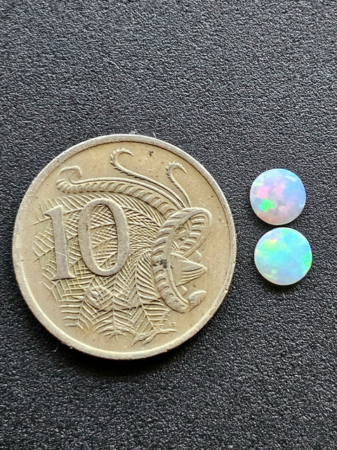 Solid Pair .64ct Round Lightning Ridge Opal CR49 Global Opals