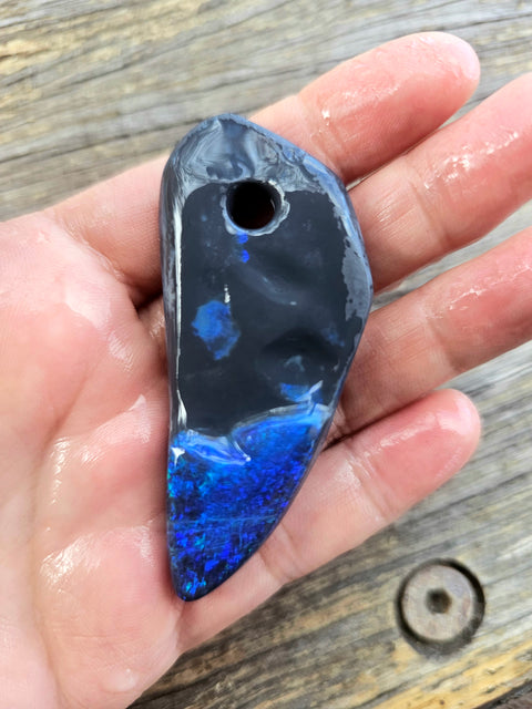 Free-Form Carving Rough-Rubbed Solid Black Opal (1206) 117.0ct Global Opals