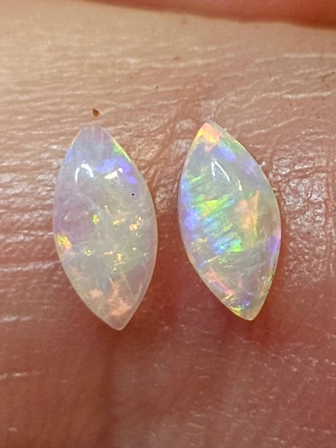 Bright Calibrated .34ct Solid Crystal Opal Pair CA83 Global Opals
