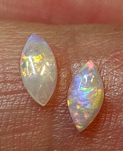 Bright Calibrated .34ct Solid Crystal Opal Pair CA83 Global Opals