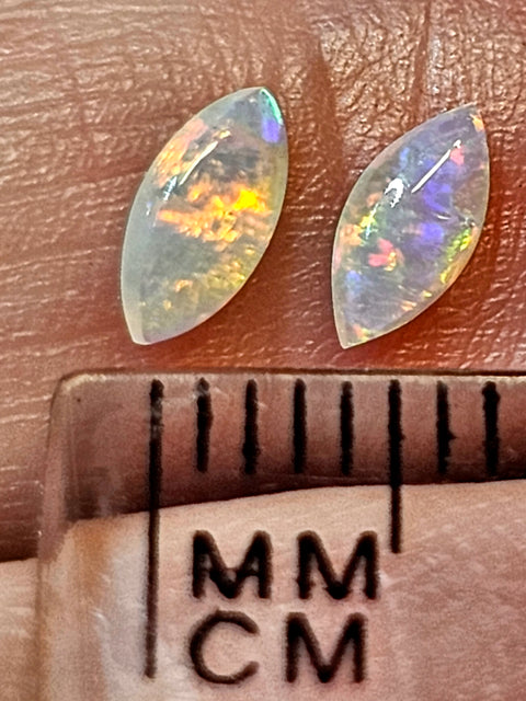 Bright Calibrated .34ct Solid Crystal Opal Pair CA83 Global Opals