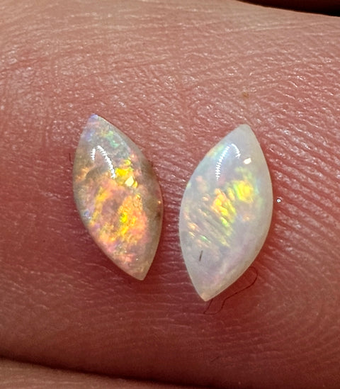 Bright Calibrated .34ct Solid Crystal Opal Pair CA84 Global Opals