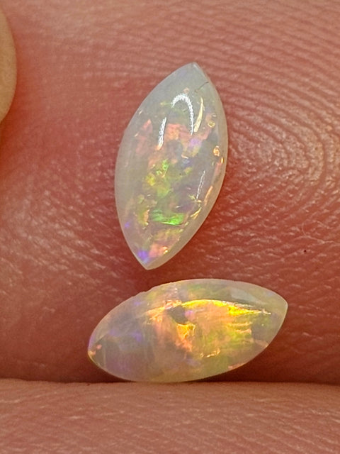 Bright Calibrated .38ct Solid Crystal Opal Pair CA85 Global Opals