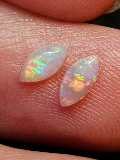 Bright Calibrated .31ct Solid Crystal Opal Pair CA86 Global Opals