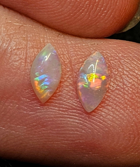 Bright Calibrated .31ct Solid Crystal Opal Pair CA86 Global Opals