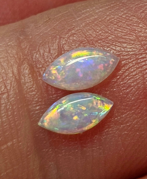 Bright Calibrated .39ct Solid Crystal Opal Pair CA87 Global Opals