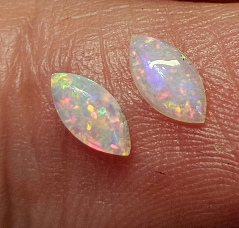 Bright Calibrated .39ct Solid Crystal Opal Pair CA87 Global Opals