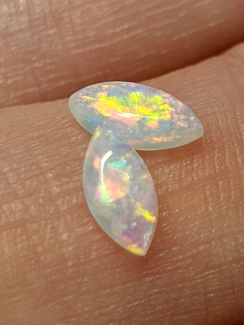 Bright Calibrated .39ct Solid Crystal Opal Pair CA87 Global Opals