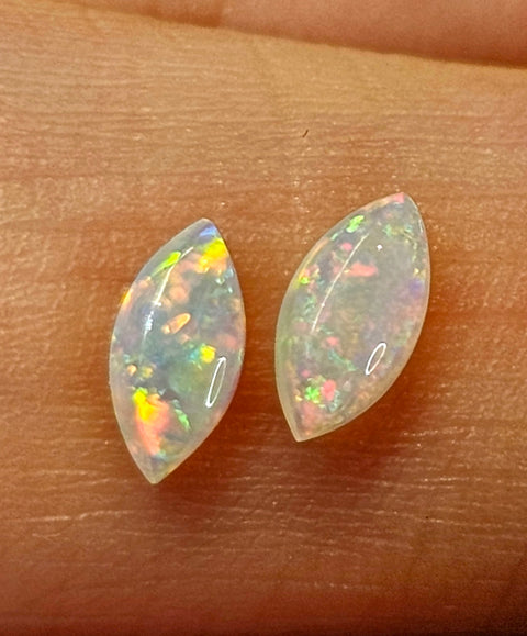 Bright Calibrated .39ct Solid Crystal Opal Pair CA87 Global Opals