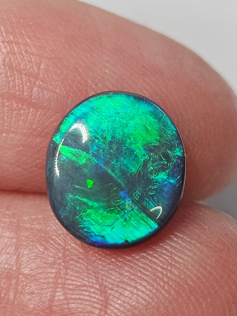Bright Rolling Flash 2.49ct Green Solid Black Opal 293 Global Opals