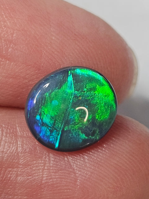 Bright Rolling Flash 2.49ct Green Solid Black Opal 293 Global Opals