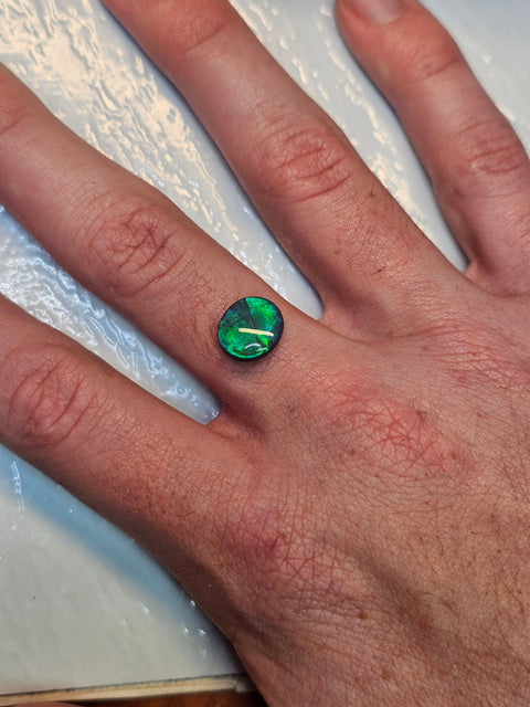 Bright Rolling Flash 2.49ct Green Solid Black Opal 293 Global Opals