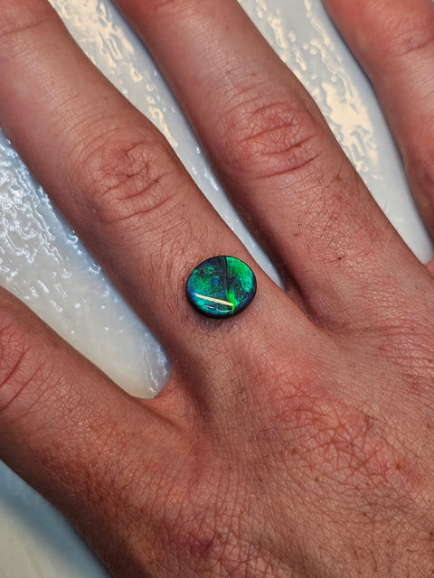 Bright Rolling Flash 2.49ct Green Solid Black Opal 293 Global Opals