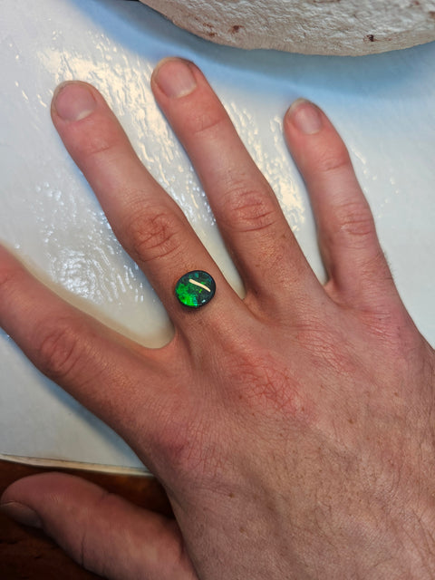 Bright Rolling Flash 2.49ct Green Solid Black Opal 293 Global Opals
