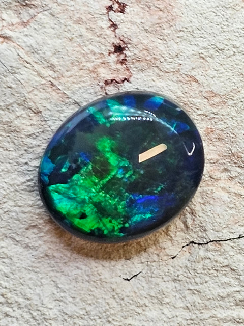 Sharp Coloured Blue-Green Solid Black Opal! 2.28cts / 1943 Global Opals