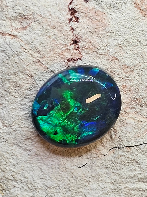 Sharp Coloured Blue-Green Solid Black Opal! 2.28cts / 1943 Global Opals