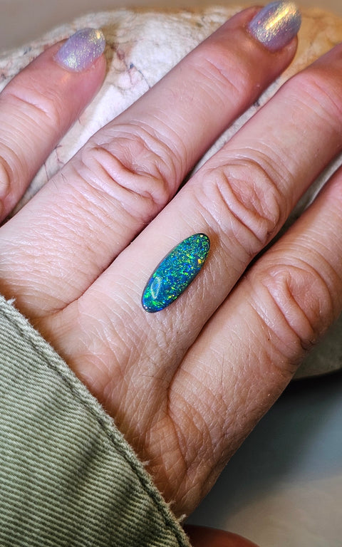 Brilliant Blue, Green Lightning Ridge 2.41ct Gem Solid Black Opal 700 Global Opals