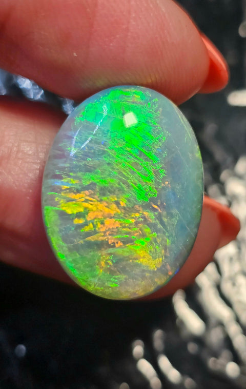 Exceptional Crystal 13.11ct Green/Blue/Orange Solid Gem Opal 018 Global Opals