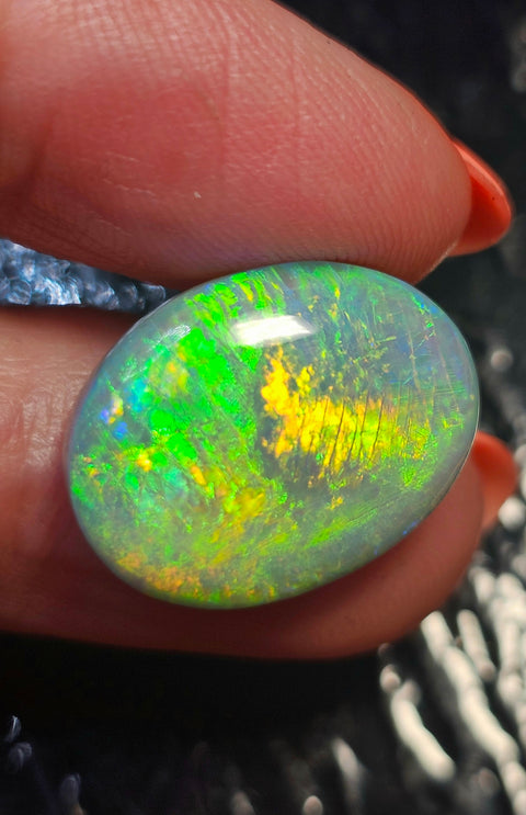 Exceptional Crystal 13.11ct Green/Blue/Orange Solid Gem Opal 018 Global Opals