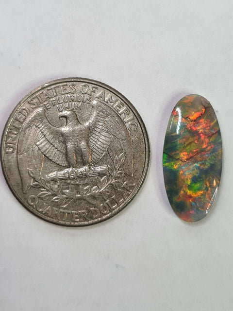 (1270) 3.17ct Brilliant Blood Red Solid Black Opal! Global Opals