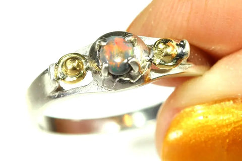(RPG-510) Solid Lightning Ridge Red Opal Claw Set Ring! freeshipping - Global Opals