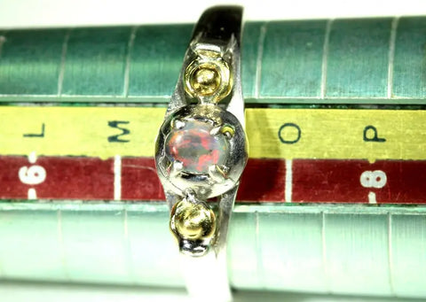 (RPG-510) Solid Lightning Ridge Red Opal Claw Set Ring! freeshipping - Global Opals