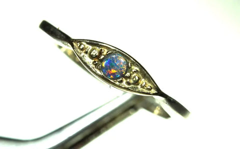 (RPG-513) Bezel Set Fine Detail Red Solid Black Opal Ring! freeshipping - Global Opals