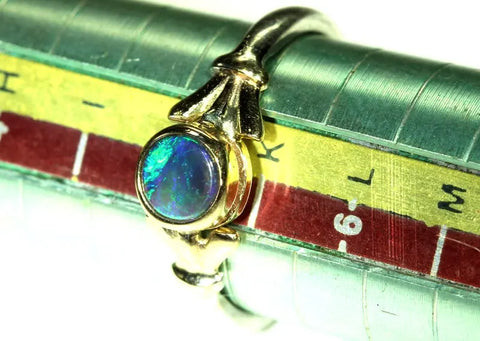 (RPG-516) Bezel Set Fine Detail Bright Solid Black Opal Ring! freeshipping - Global Opals