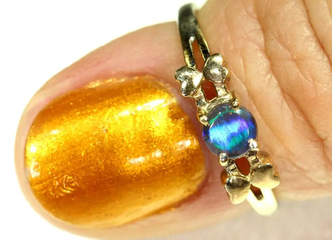 (RPG-518) Love Heart 9ct Gold Lightning Ridge Solid Opal Ring! freeshipping - Global Opals