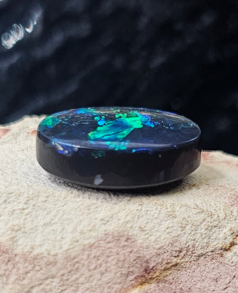 Beautiful Blue, Green 3.82ct Solid Black Opal GJM302 Global Opals