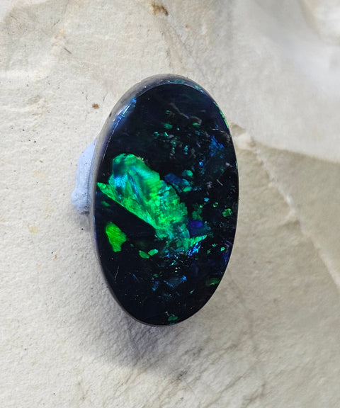 Beautiful Blue, Green 3.82ct Solid Black Opal GJM302 Global Opals