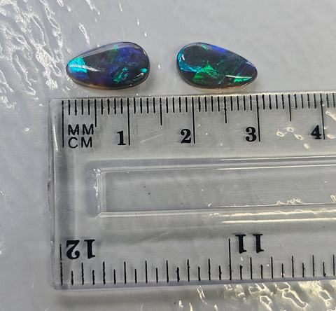 Beautiful Solid Black Opal Pair Ready for Earrings or Ring & Pendant GJM300 Global Opals