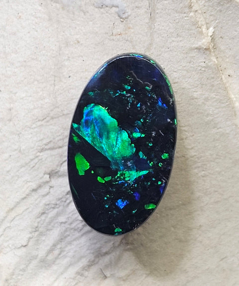 Beautiful Blue, Green 3.82ct Solid Black Opal GJM302 Global Opals