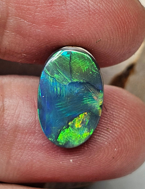 Broad Pattern Lightning Ridge Solid Black Opal 073 / 4.04ct Global Opals