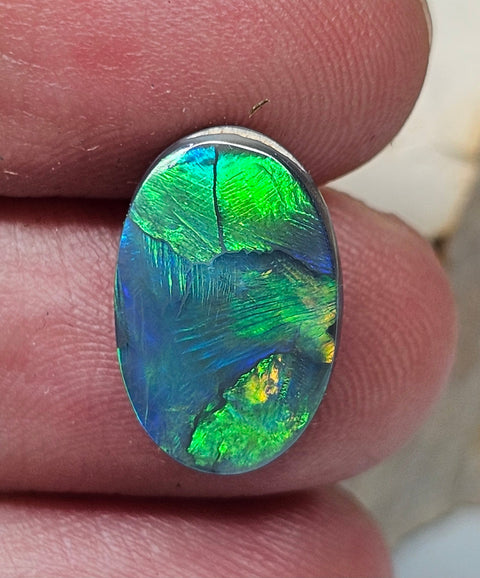 Spectacular Broad Pattern Lightning Ridge Solid Black 4.04ct Opal 073 Global Opals