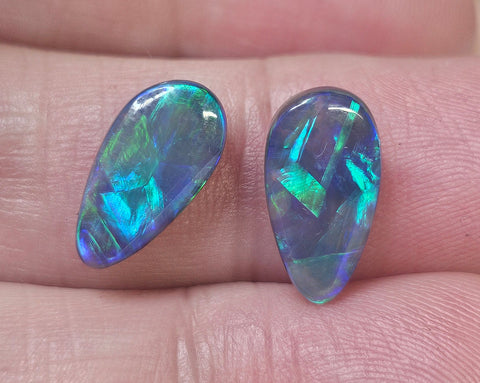 Beautiful Solid Black Opal Pair Ready for Earrings or Ring & Pendant GJM300 Global Opals