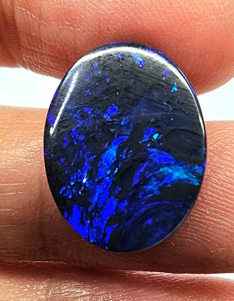 Beautiful 7.21ct Royal Blue Solid Black Lightning Ridge Opal GJM308 Global Opals