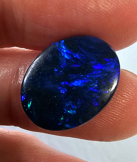 Beautiful 7.21ct Royal Blue Solid Black Lightning Ridge Opal GJM308 Global Opals