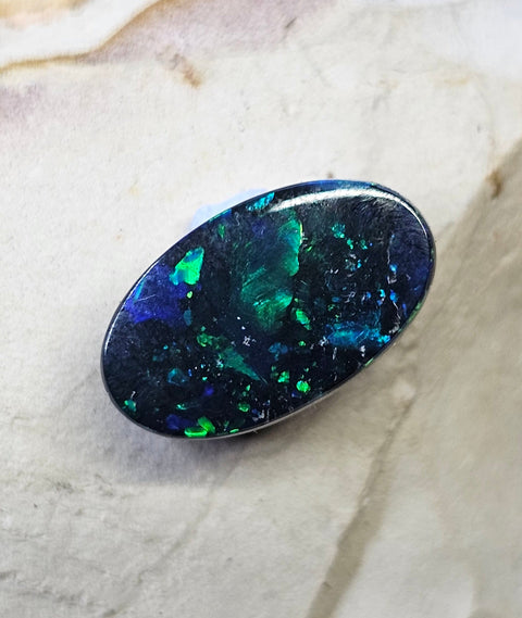 Beautiful Blue, Green 3.82ct Solid Black Opal GJM302 Global Opals